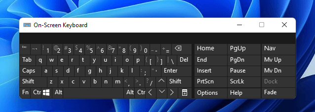 Windows 11 on-screen keyboard