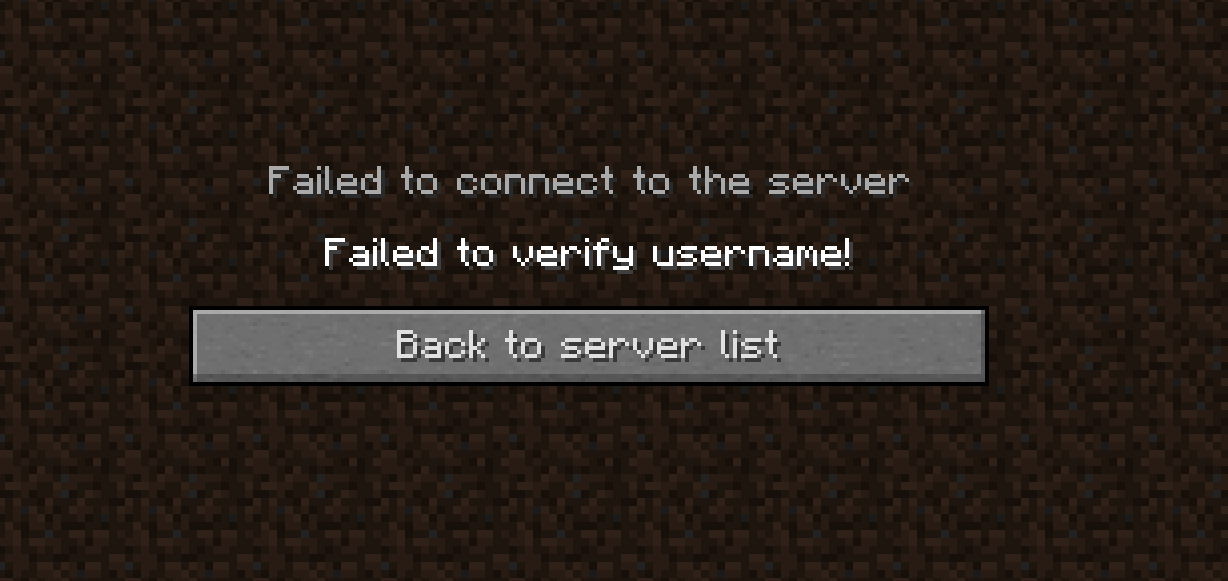 failed to verify username Minecraft