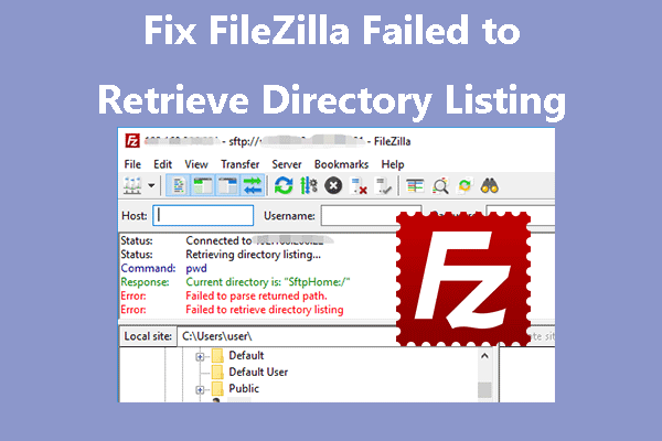 FileZilla failed to retrieve directory listing