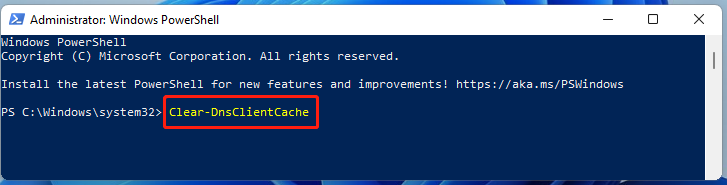 flush DNS cache Windows 11 using Windows PowerShell