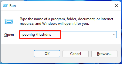 flush DNS cache Windows 11 using the Run command