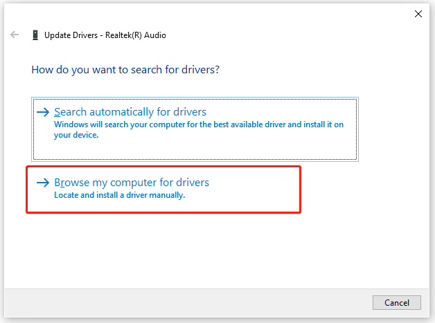 Browse my computer for driver software<strong>