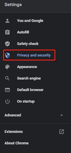 choose Privacy and security