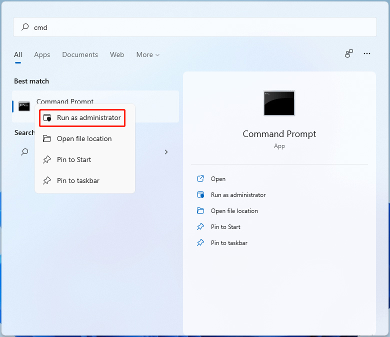 open Command Prompt in Windows 11