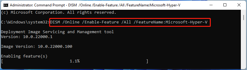 how to enable hyper v in windows 11 using cmd