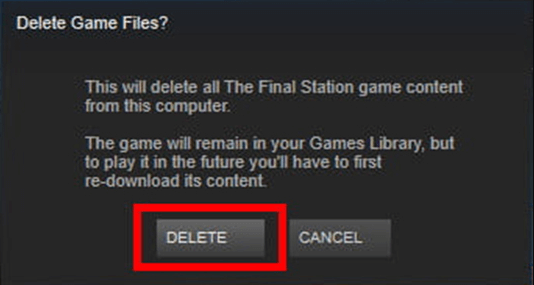delete game files on Steam