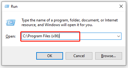 open the Programs Files x86 directory via the Run box
