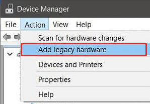 select Add Legacy Hardware