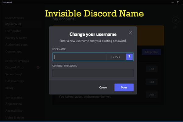 invisible Discord name