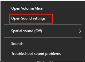 click Open Sound settings