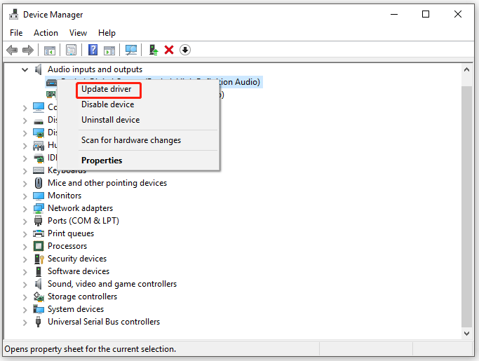 click Update driver