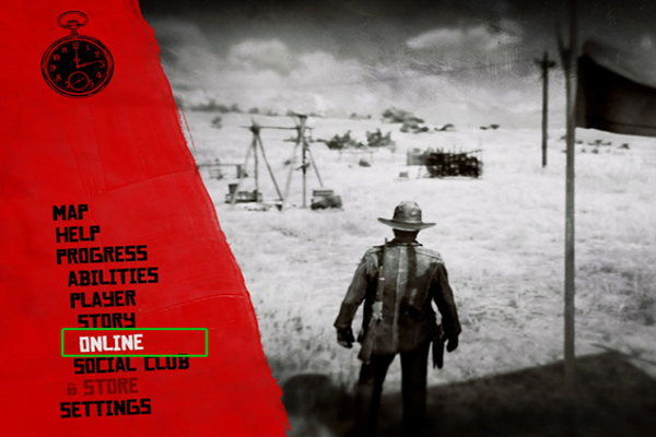 select the Online menu on Red Dead Online