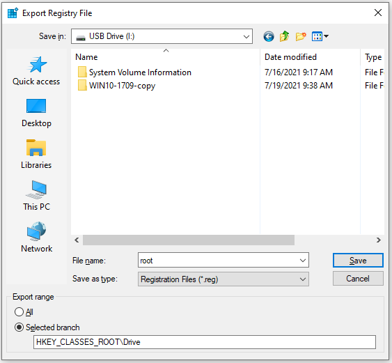 export registry file