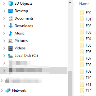 folders labeled with F