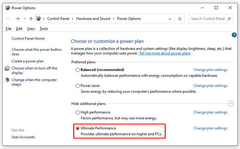 enable Ultimate Performance mode Windows 10