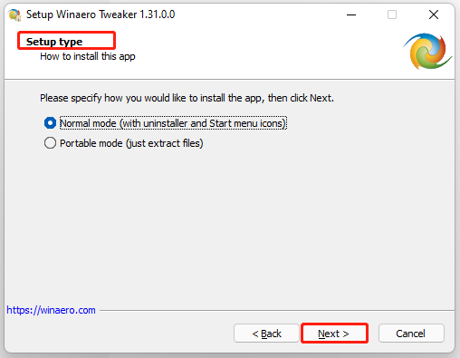 choose a setup file
