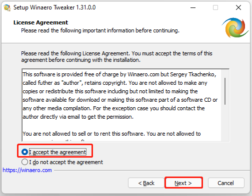 accept the license agreement