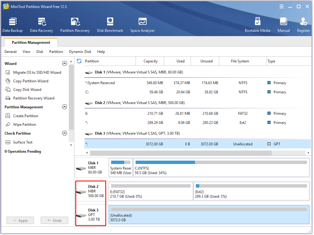 check partition style via MiniTool software