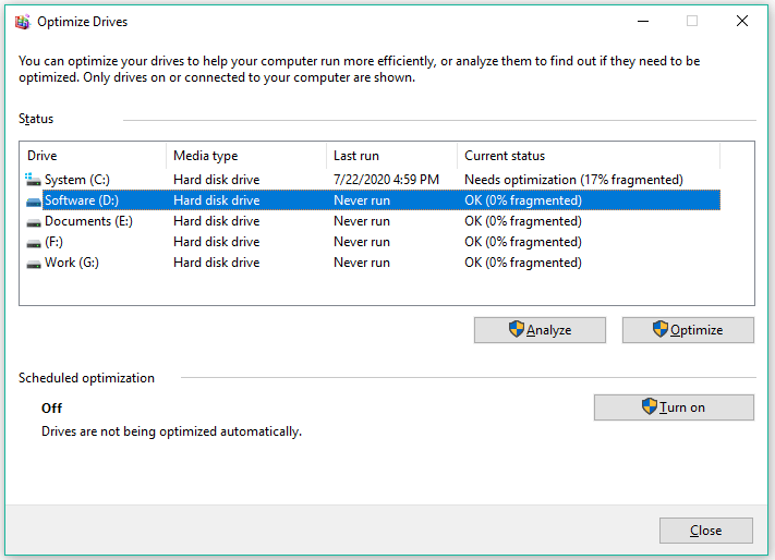 defrag a drive