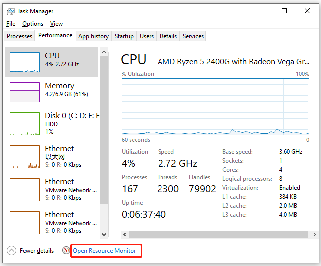 click on Open Resource Monitor