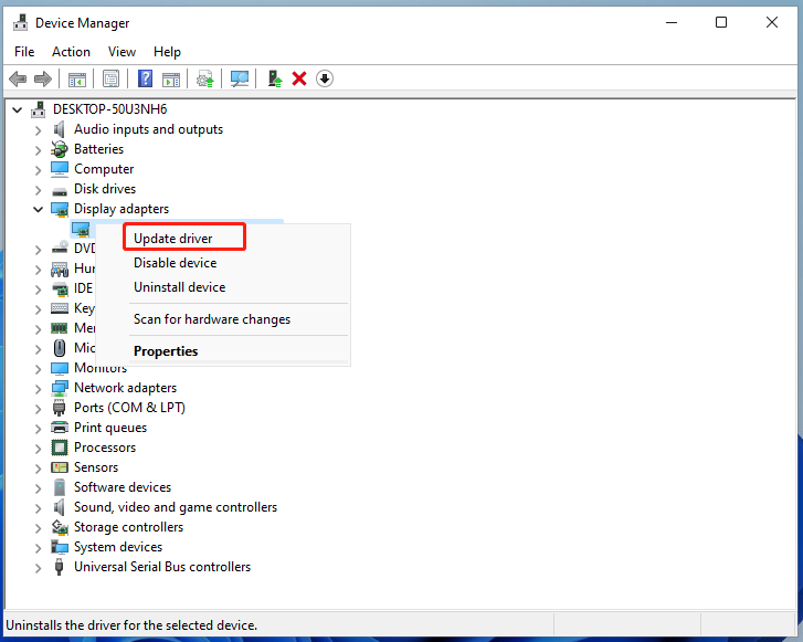click Update driver