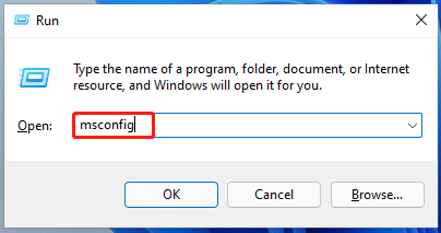 open system configuration from the run window
