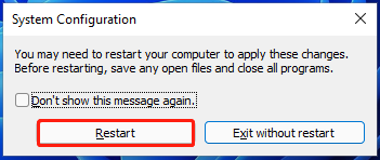 click Restart