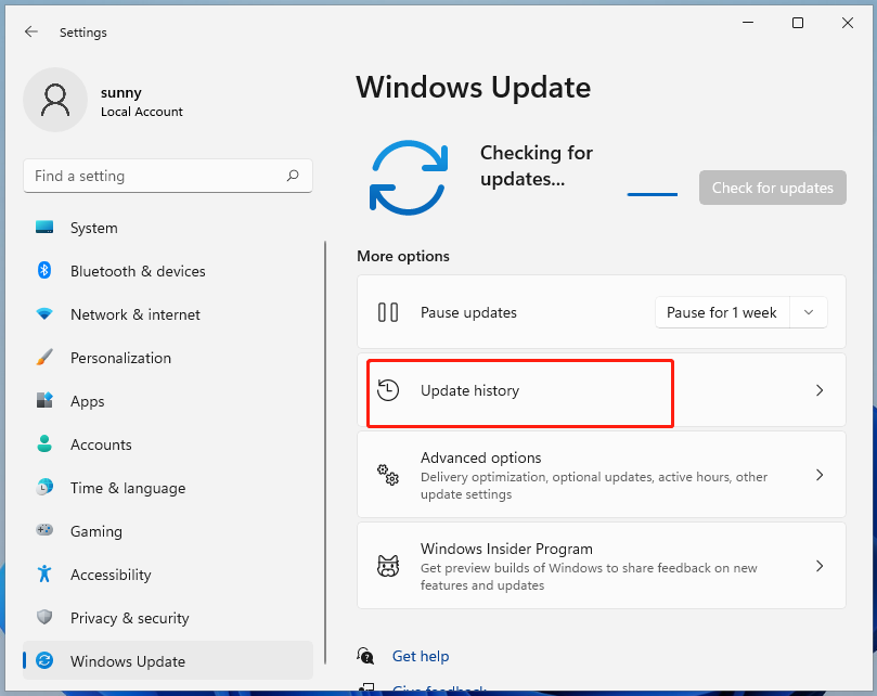 click Update history