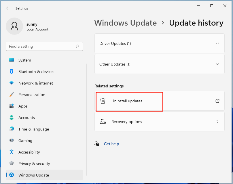tap Uninstall updates