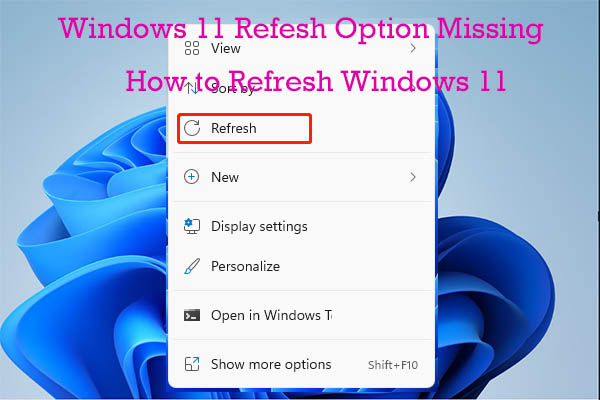 windows 11 refresh option missing thumbnail