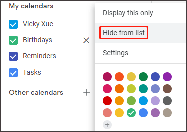 choose the Hide from list option