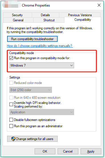 run the game in compatibility mode