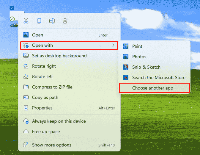 select Choose another app