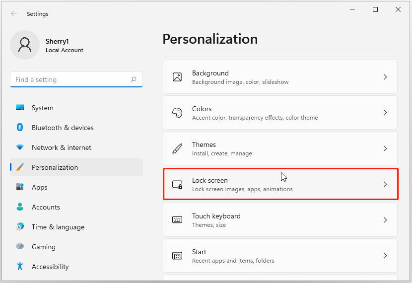 personalization settings