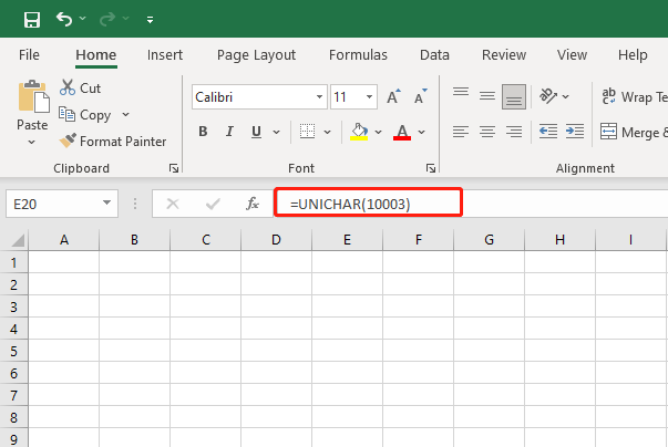 enter=UNICHAR(10003)