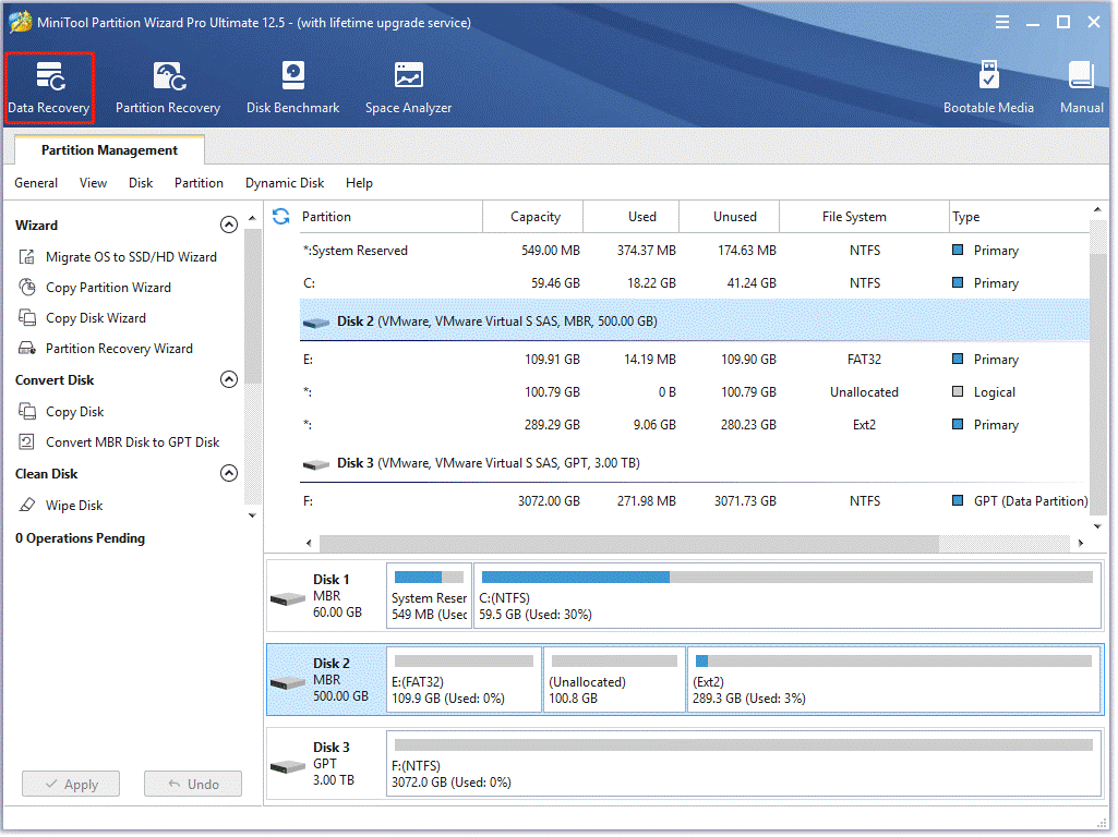use MiniTool Partition Wizard to recover the lost files