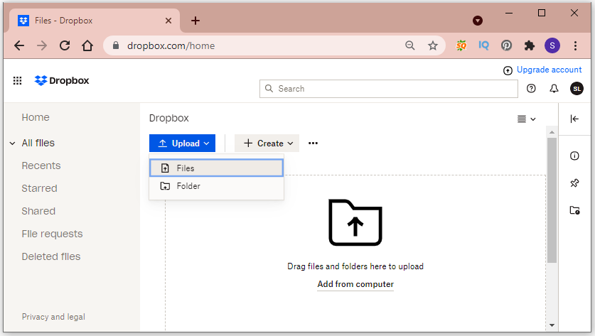 upload to Dropbox