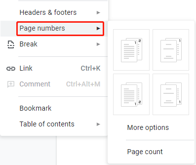 click on Page numbers