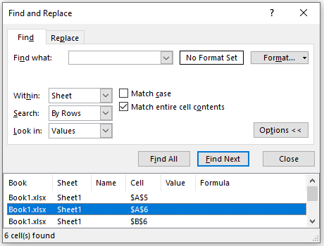 select blank rows from the Find and Replace menu
