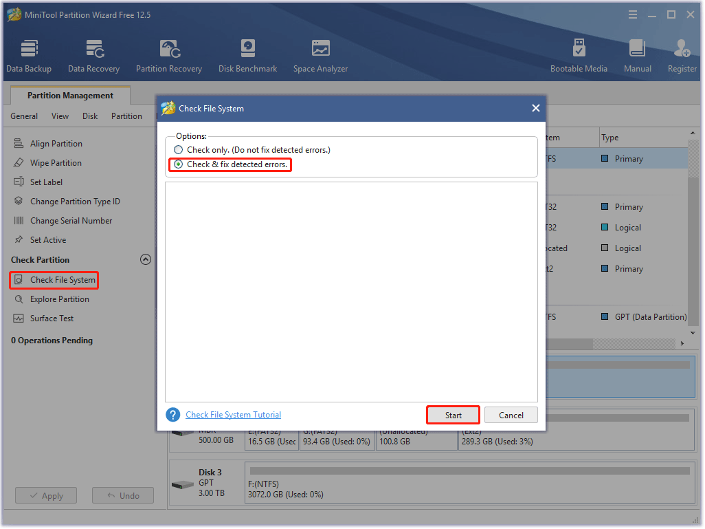 check file system