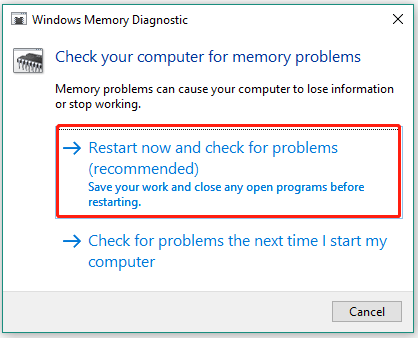 open Windows Memory Diagnostic
