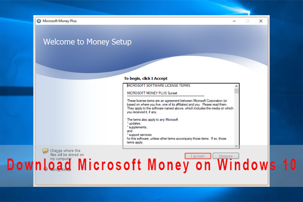 windows 10 microsoft money plus sunset deluxe