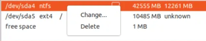 delete a partition when install Ubuntu