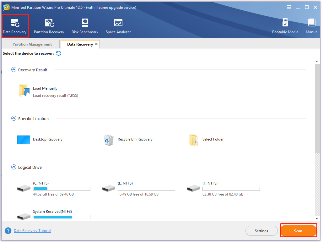 recover lost data using MiniTool Partition Wizard