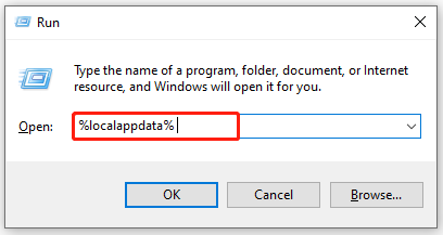 open the Local folder via the Run box