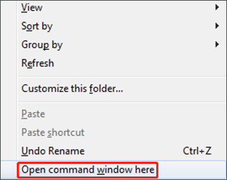 choose Open command window here