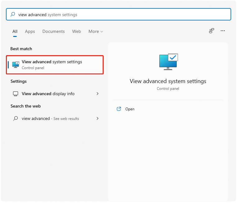 select View advanced system settings