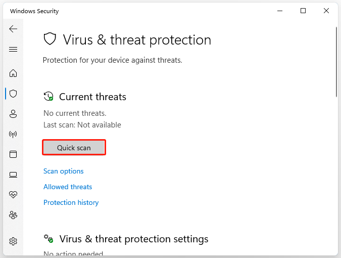 run a virus scan on Windows 11