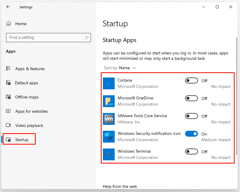 disable startup apps Windows 11