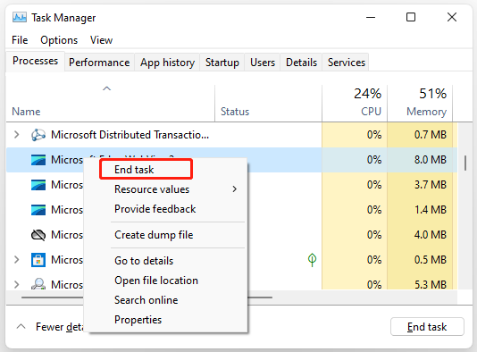select end task win11